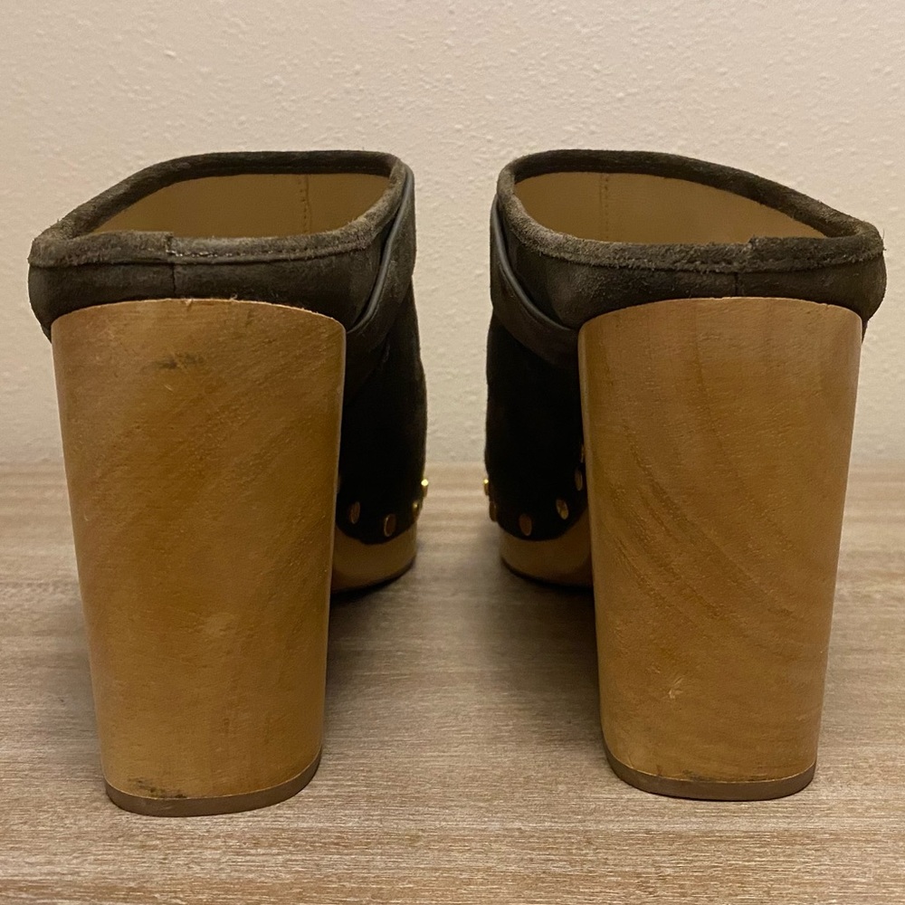 Veronica Beard Dacey Buckle Suede Clogs in Military (color) Women’s Size 11 - Picture 5 of 12